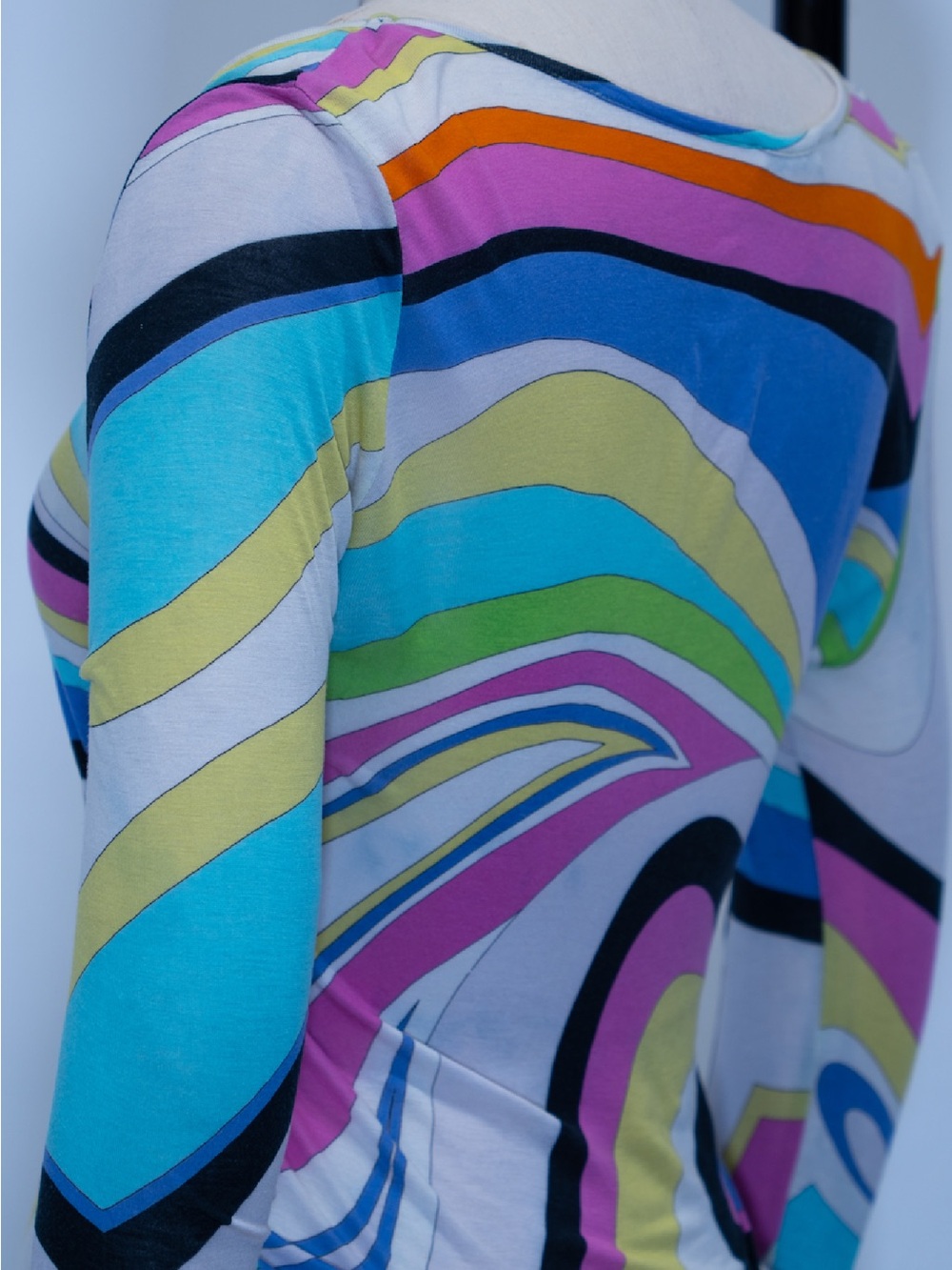 Emilio Pucci Multicolor Striped Scoop-Neck Long Sleeve Top - Picture 7 of 7